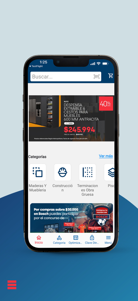 Imperial App - Imperial App home screen showing construction and furniture categories