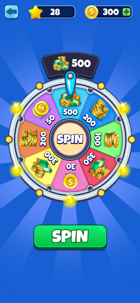 Who is it? Celeb Quiz Trivia - Daily lucky wheel screen in Celeb Quiz Trivia game showing spin button and coin rewards.