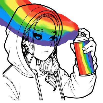 a realistic girl, spray painting