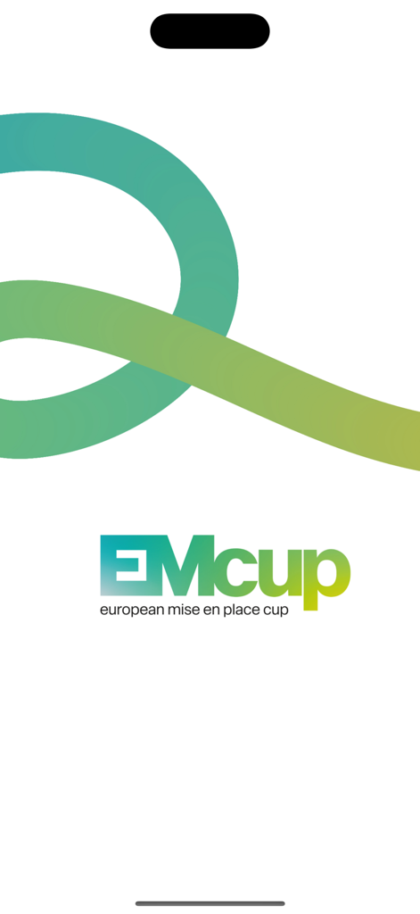 EMCup - EMCup app logo and splash screen displaying the European Mise en Place Cup title with green and teal graphics