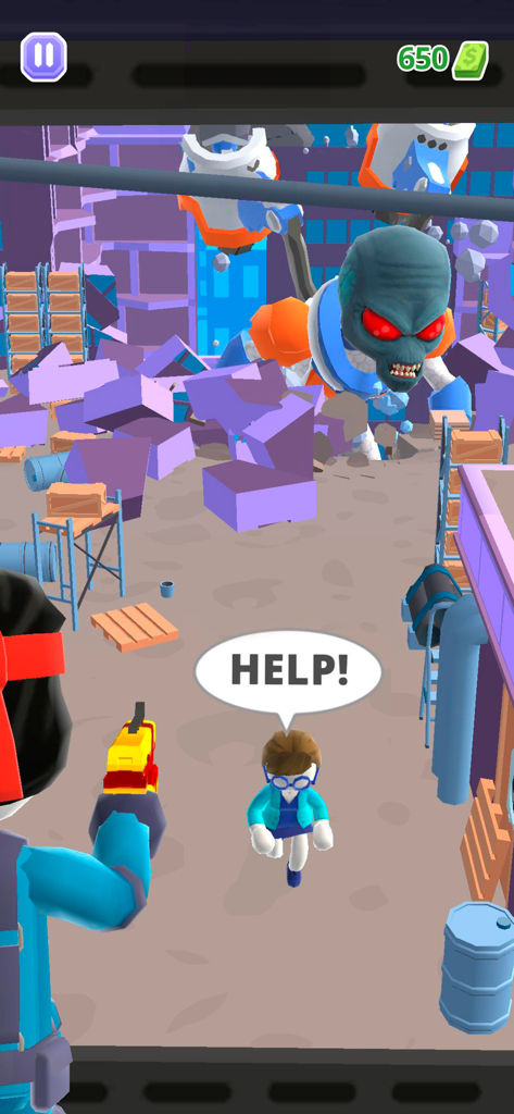 Heli Monsters - Giant Hunter - Action-Gameplay eines Spielers, der auf ein riesiges Monster schießt, um eine Geisel zu retten.