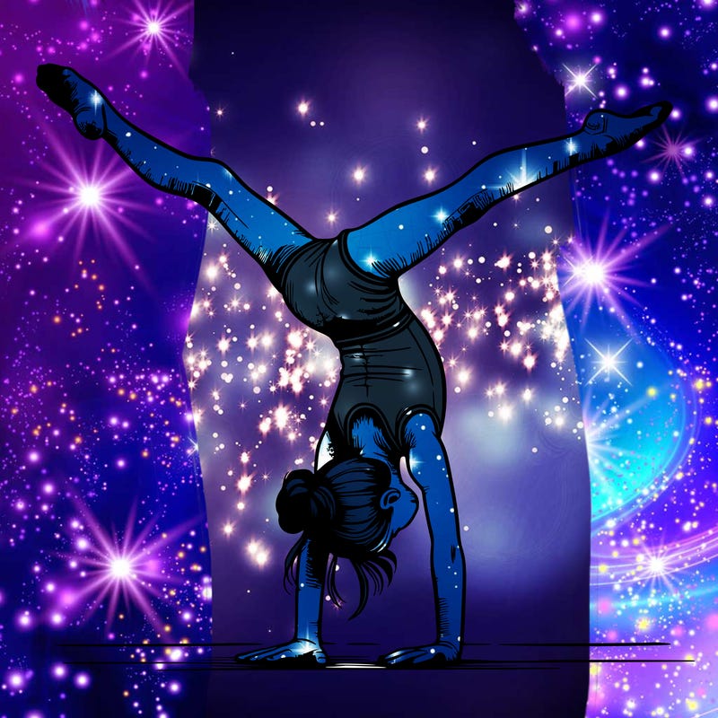 realistic gymnastic hand stand girl in four splits