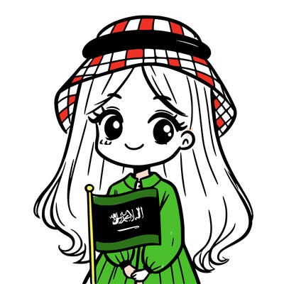 a girl wearing the saudi flag