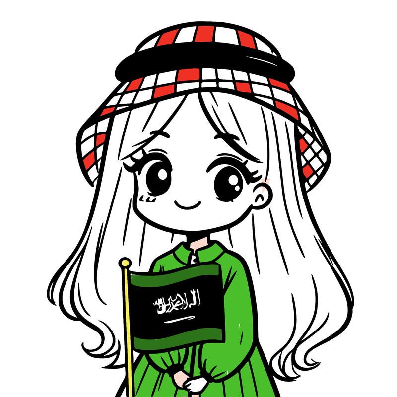 a girl wearing the saudi flag