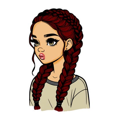 realistic girl with braids