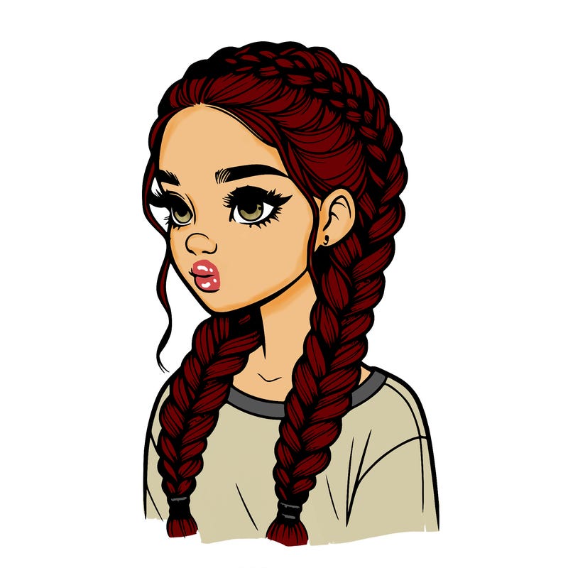 realistic girl with braids