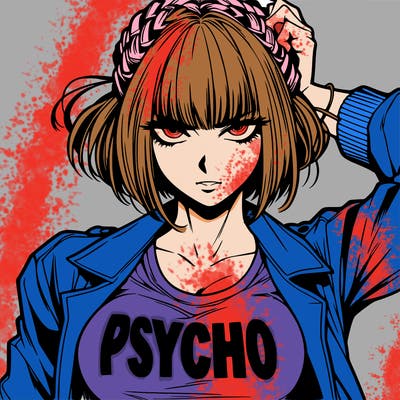 badass, pyscho female manga character