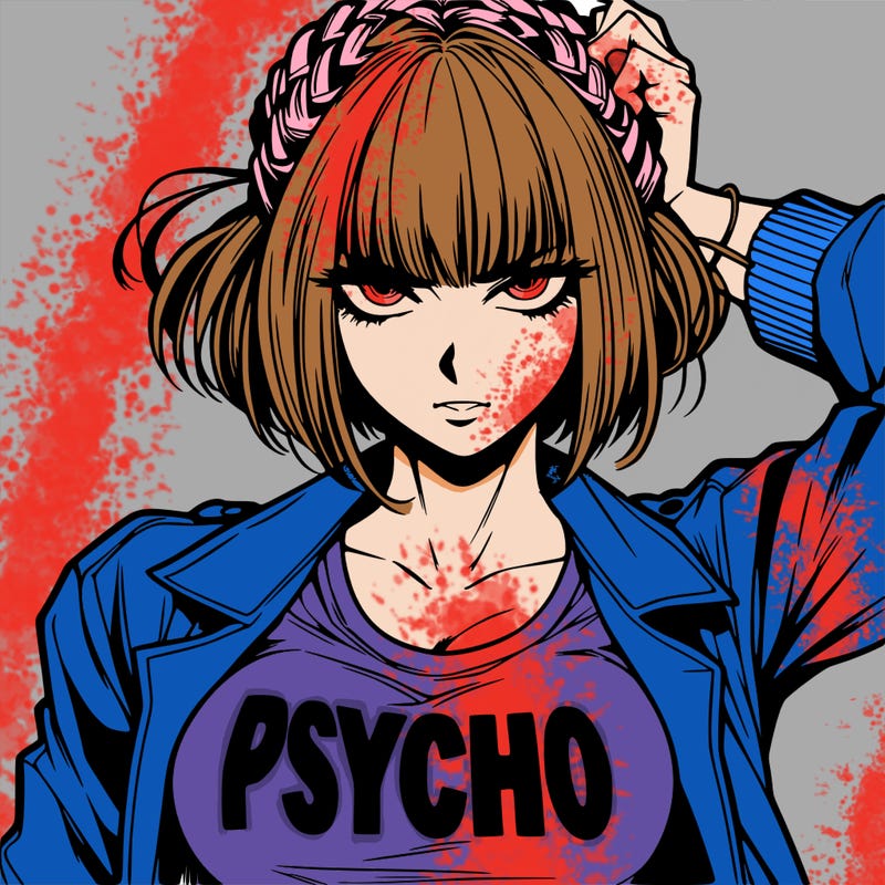 badass, pyscho female manga character