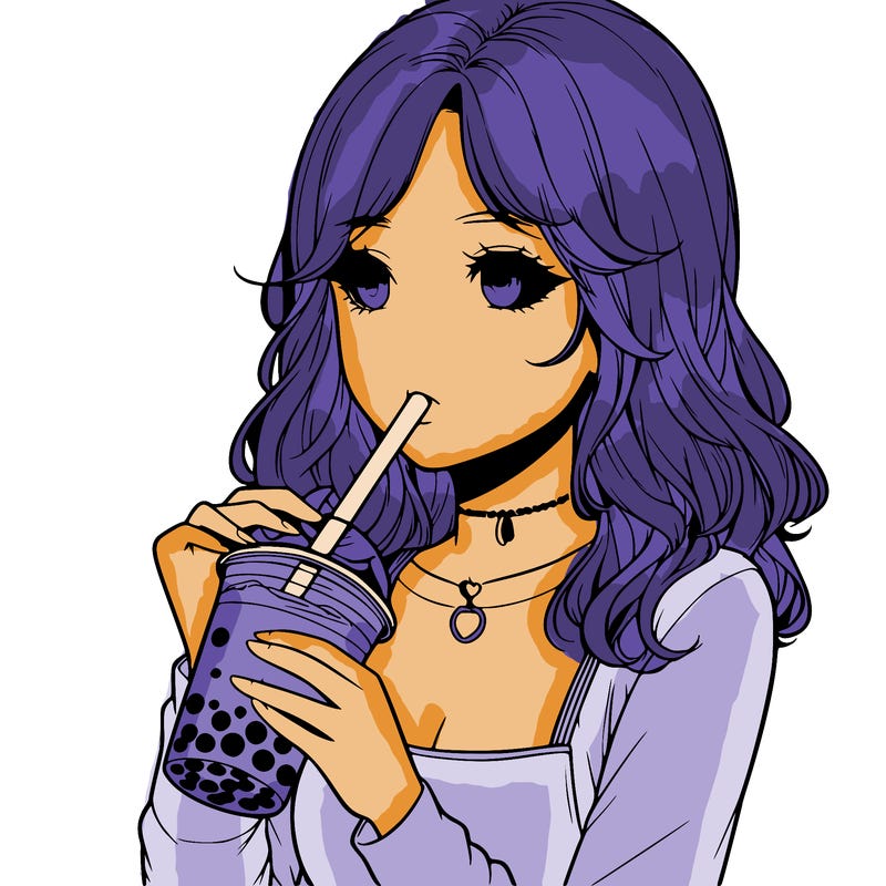 realistic girl drinking boba tea