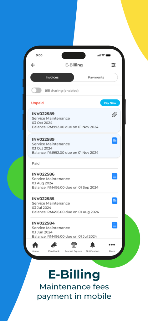 i-Neighbour - i-Neighbour app interface for mobile maintenance fee payments and e-billing
