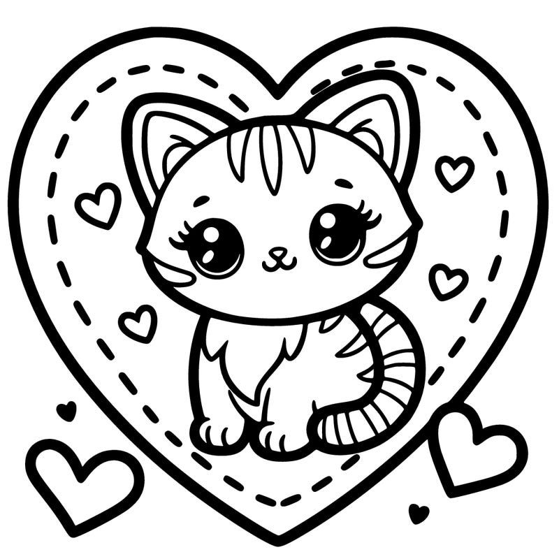 heart with a kitten