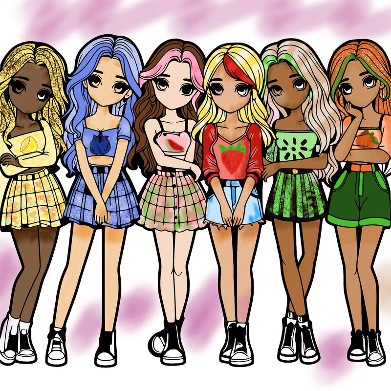 a group of girls realistic