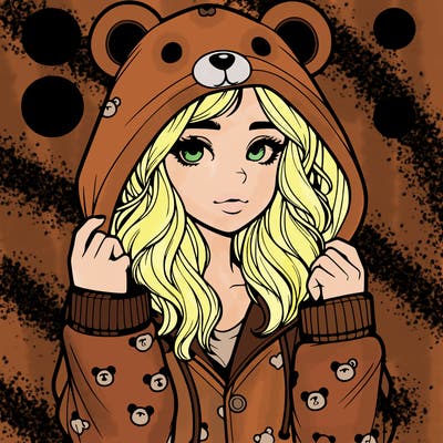 realistic girl in a animal pjs hoodie