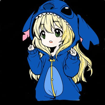 anime girl in a stitch onsie