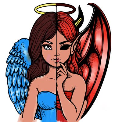 realistic angel half demon