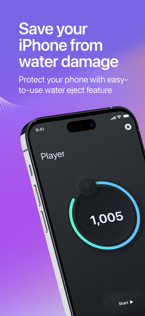 Water Eject - Water Eject app interface on iPhone for speaker water removal