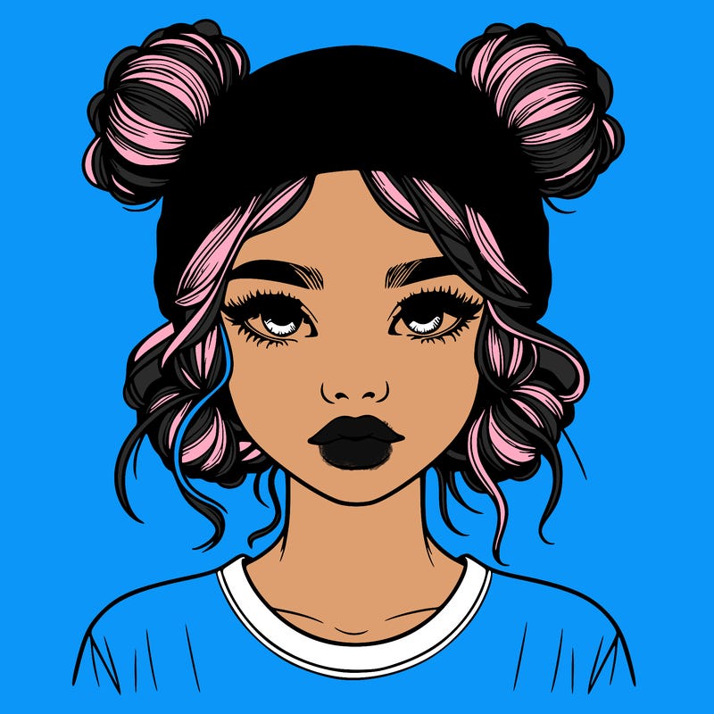 realistic girl with buns in her hair with a beanie on