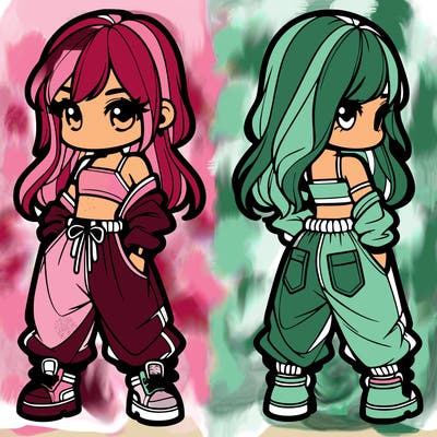 girl in crop top and baggy pants