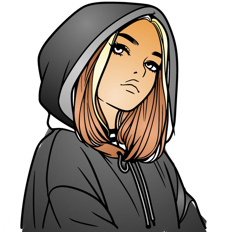 a realistic girl in a hoodie