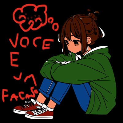 sad anime girl sitting alone