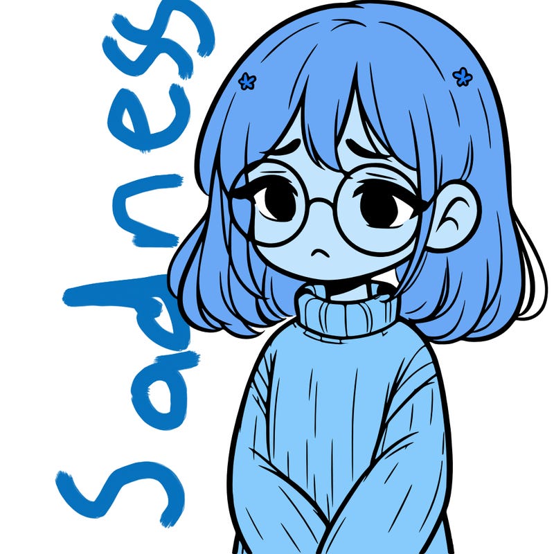 sad girl with glasses in a sweater