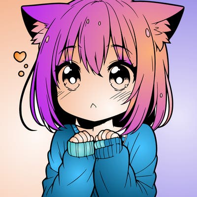 shy anime catgirl