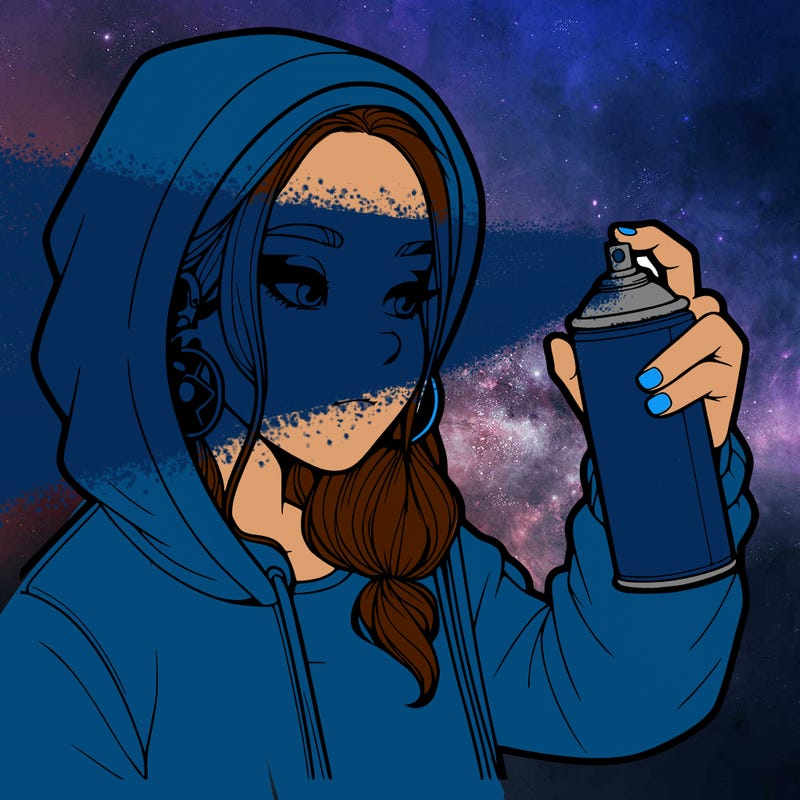 a realistic girl, spray painting