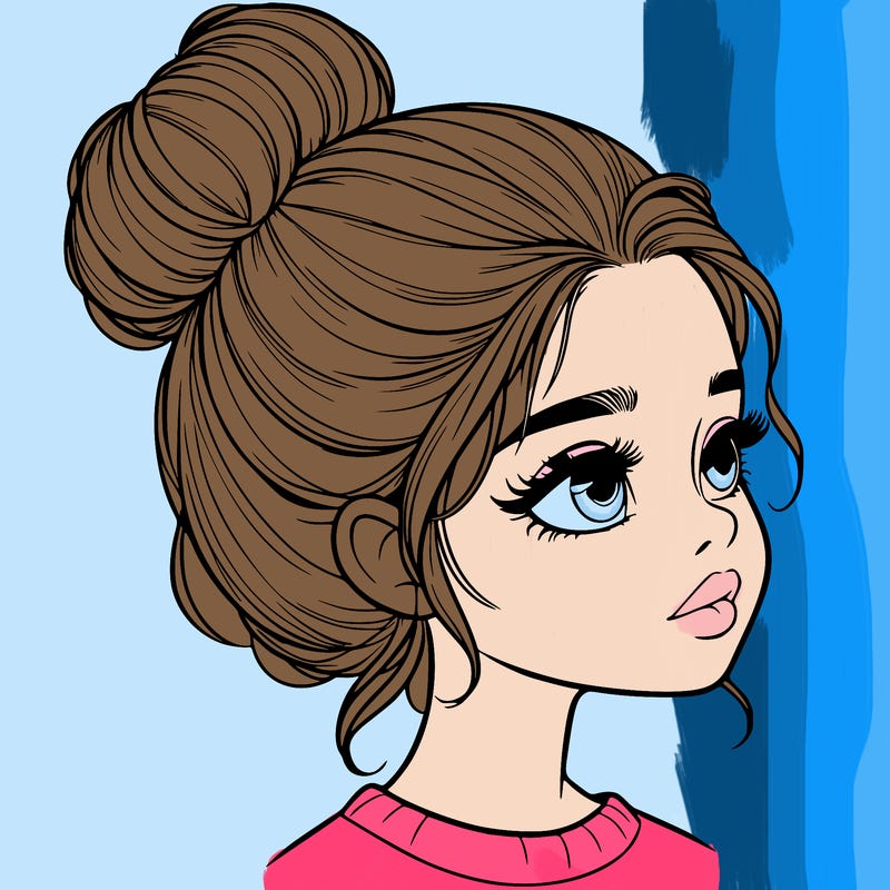 realistic girl with bun
