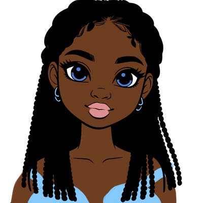 a realistic black girl with braids