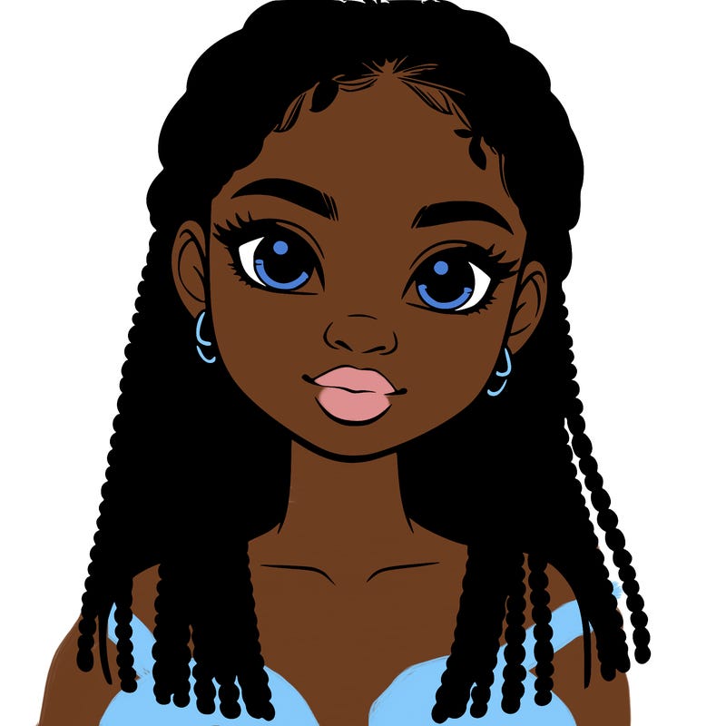 a realistic black girl with braids