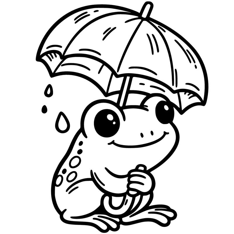 frog with a umbrella cute