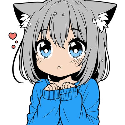 shy anime catgirl