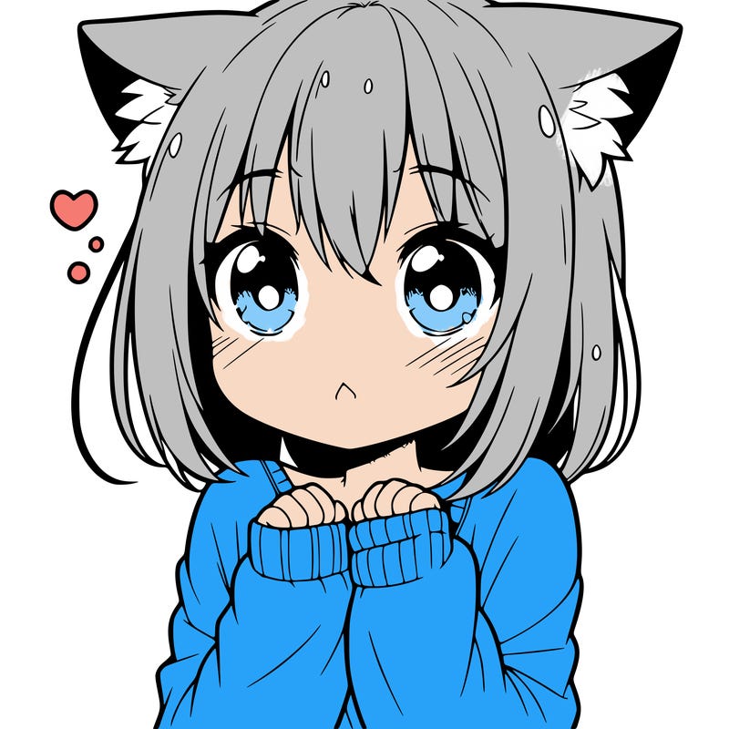 shy anime catgirl