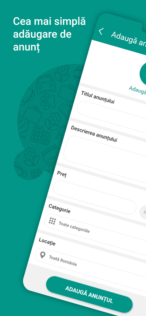 Lajumate.ro - Anunturi Romania - Interface pour ajouter une nouvelle annonce sur l'application d'annonces classées Lajumate Roumanie.