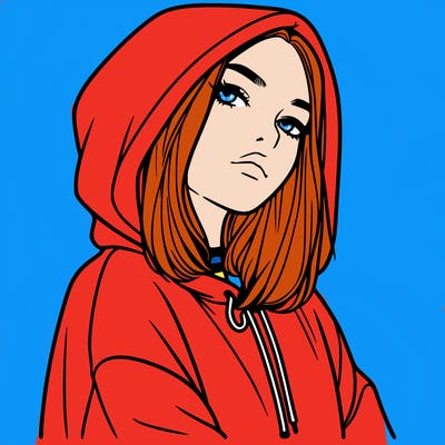 a realistic girl in a hoodie