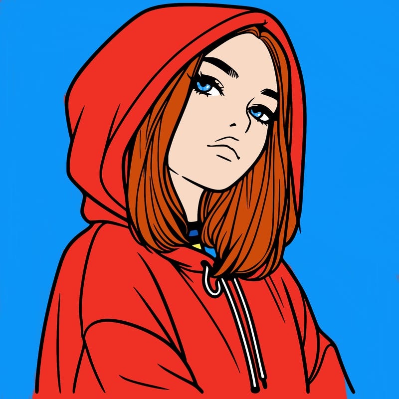 a realistic girl in a hoodie