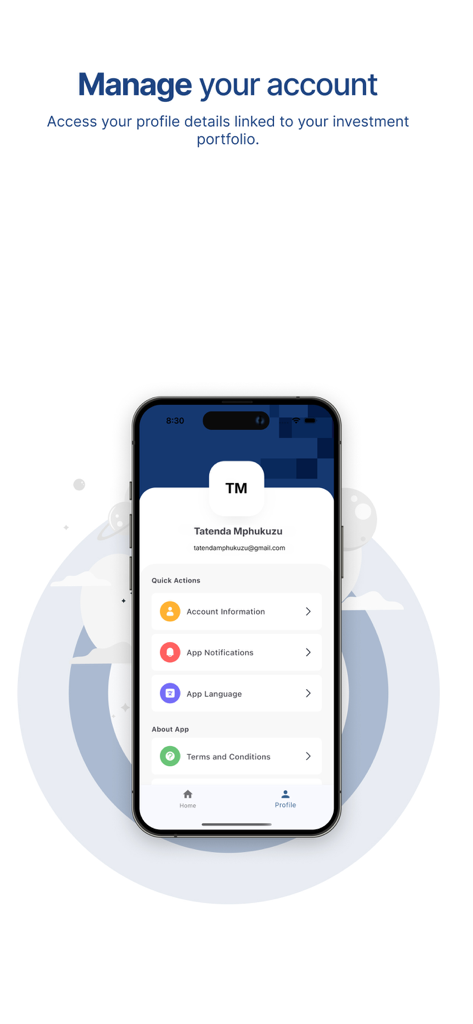 NICO Asset Managers App - User account and profile details in the NICO Asset Managers app