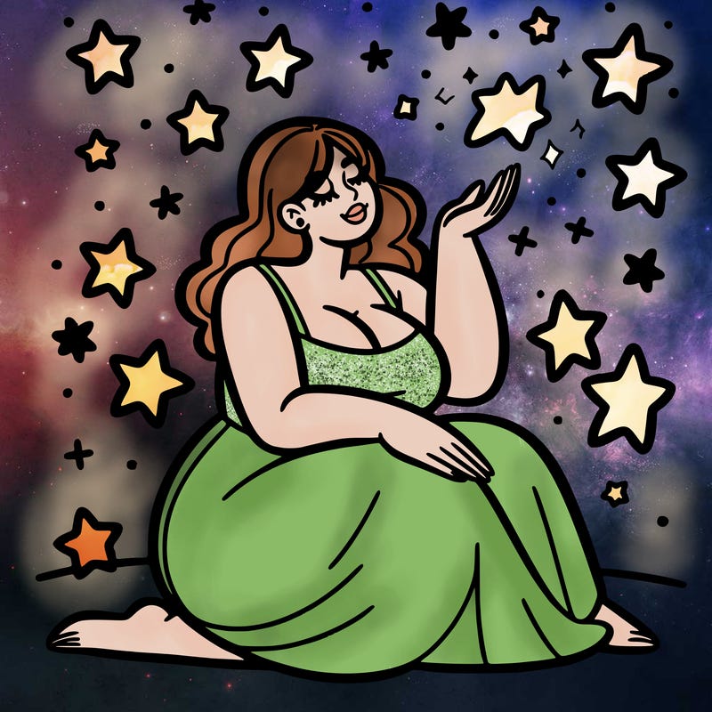 plus size woman looking at stars