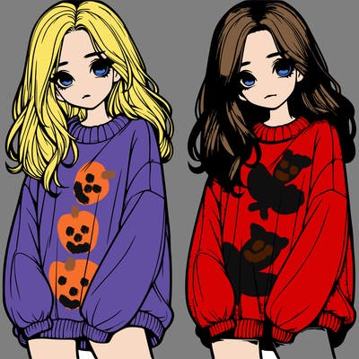 realistic girl with baggy sweater