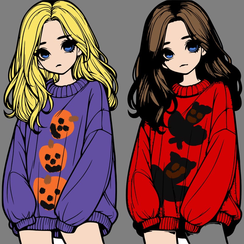 realistic girl with baggy sweater