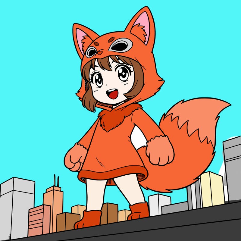 dressed as a fox with a cute girl's face