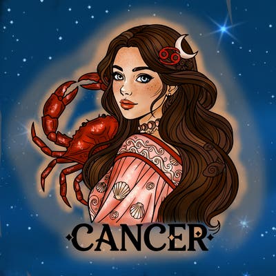cancer girl zodiac sign: head to shoulders