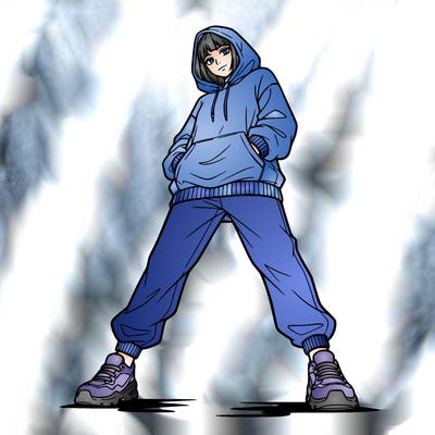 a cool anime girl with a hoodie