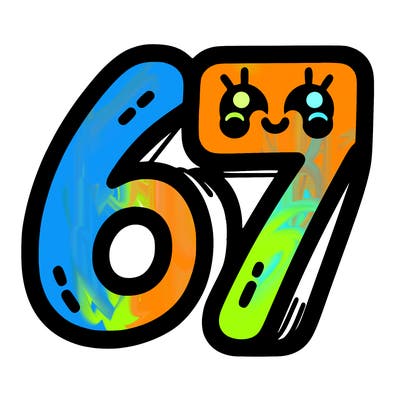 the numbers 67