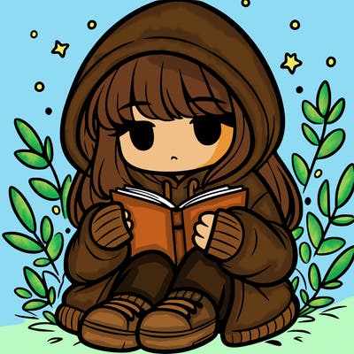 girl in oversized hoodie reading a book