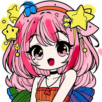 cute anime girl with star accessories