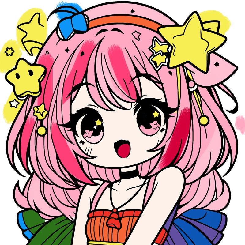 cute anime girl with star accessories