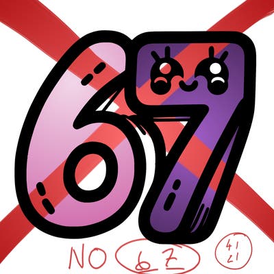 the numbers 67