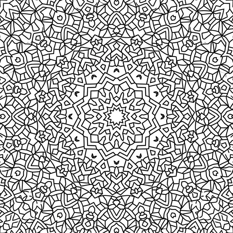Discover the captivating allure of this tessellation mandala coloring page, featuring a complex design of perfectly interlocking geometric shapes. Immerse yourself in a meditative coloring experience that promises both challenge and artistic satisfaction.