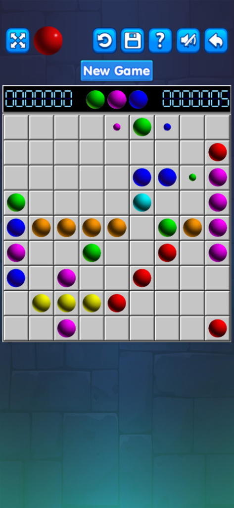 Line 98 - Lines 98 -Color Line - Line 98 puzzle game grid featuring colorful balls on a classic interface.